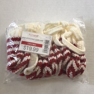 Christmas Red Ivory Knit Stocking 6 ft Garland